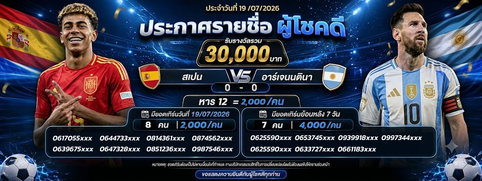 ประกาศรายชื่อผู้โชคดีบอล